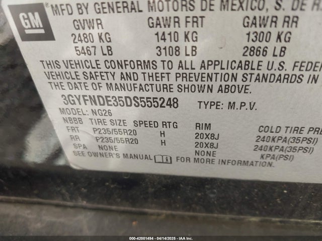 2013 CADILLAC SRX 3GYFNDE35DS555248 Photo 8