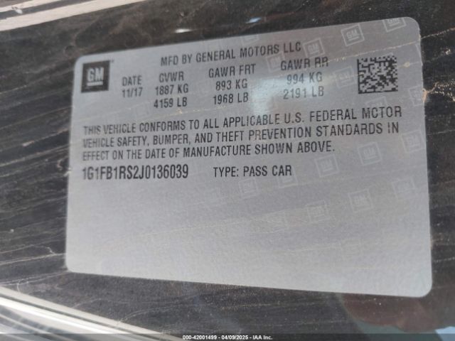 1G1FB1RS2J0136039 Chevrolet Camaro 1lt
