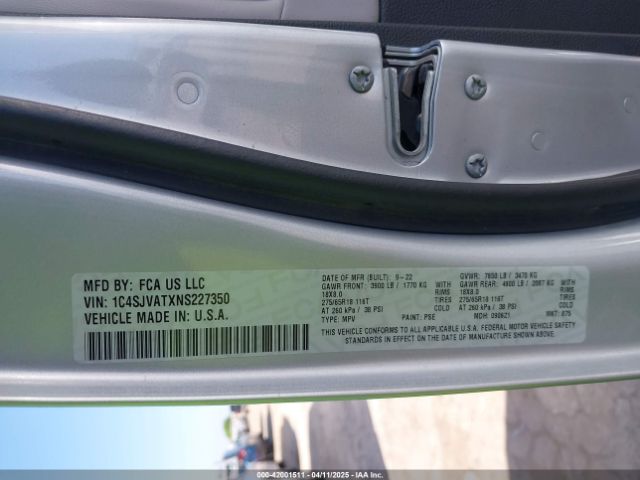 1C4SJVATXNS227350 Jeep 2022