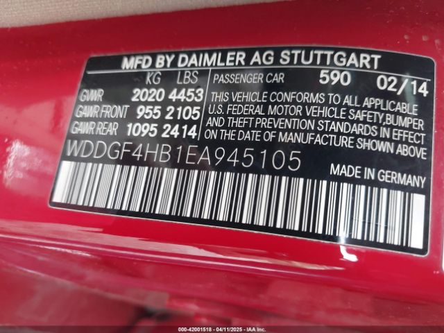 WDDGF4HB1EA945105 Mercedes-Benz C-class C 250 Sport/luxury