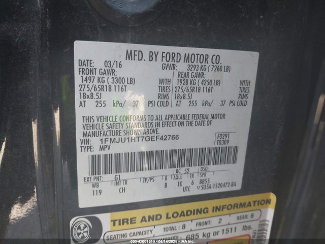 1FMJU1HT7GEF42766 Ford Expedition Xlt