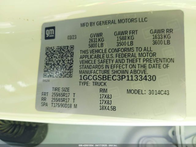 1GCGSBEC3P1133430 Chevrolet Colorado 2wd  Short Box Wt
