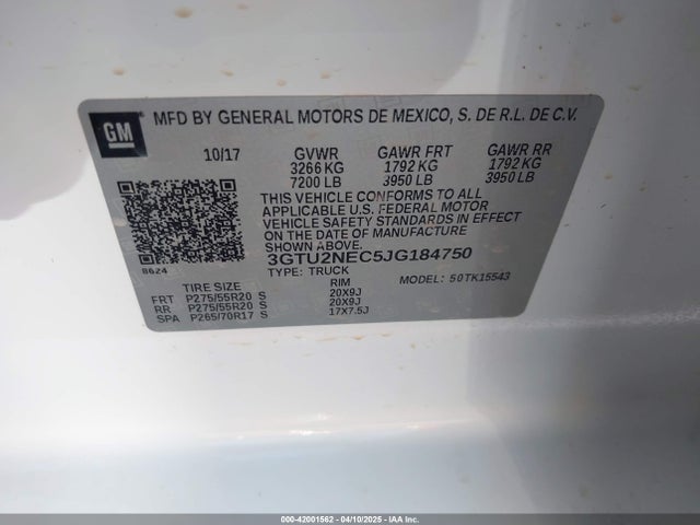 3GTU2NEC5JG184750 GMC Sierra 1500 Slt