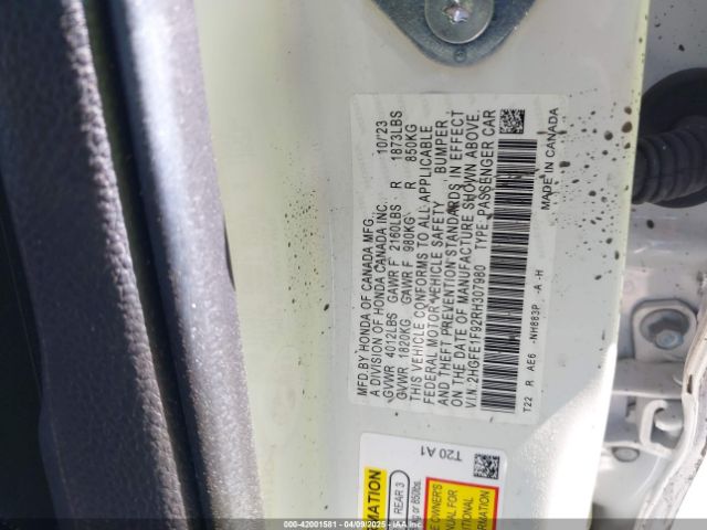 2024 HONDA CIVIC 2HGFE1F92RH307980 Photo 8