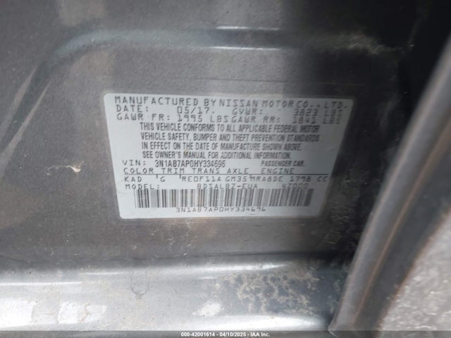 Nissan SENTRA S 2017 3N1AB7AP0HY334696 Image 9