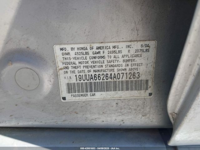 2004 ACURA TL 19UUA66264A071263 Photo 8