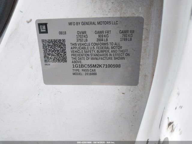 1G1BC5SM2K7100598 Chevrolet CRUZE LS