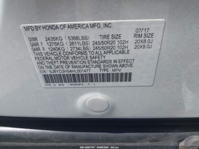 5J8YD3H54HL001477 Acura Mdx Technology Package