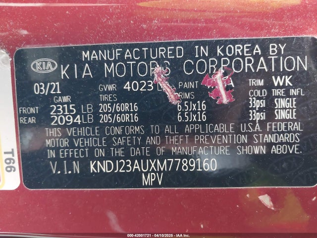 KNDJ23AUXM7789160 KIA SOUL LX