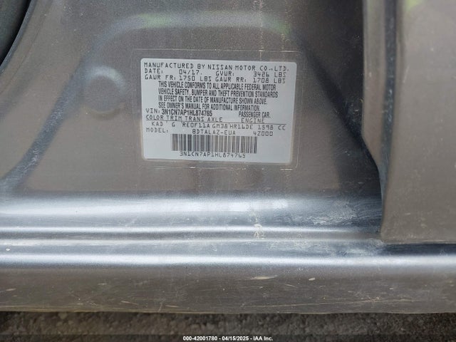 Nissan Versa 1.6 S+ 2017 3N1CN7AP1HL874765 Image 9