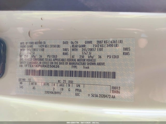 1FTEX1KP6RKE50626 Ford 2.7l-4v