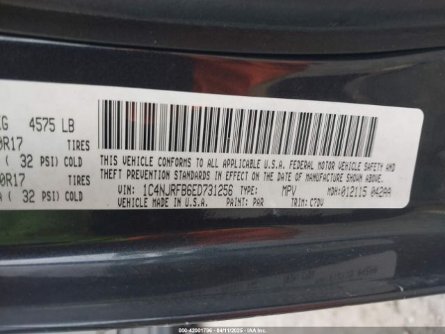 1C4NJRFB6ED731256 Jeep Patriot Latitude