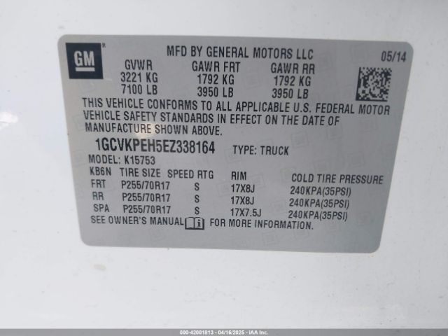 1GCVKPEH5EZ338164 Chevrolet Silverado 1500 Work Truck 1wt