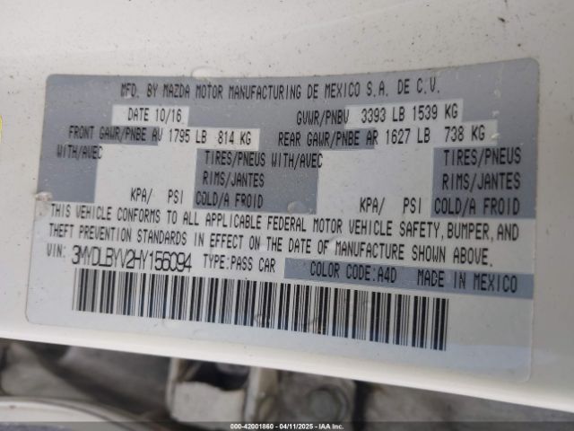 3MYDLBYV2HY156094 Toyota YARIS IA