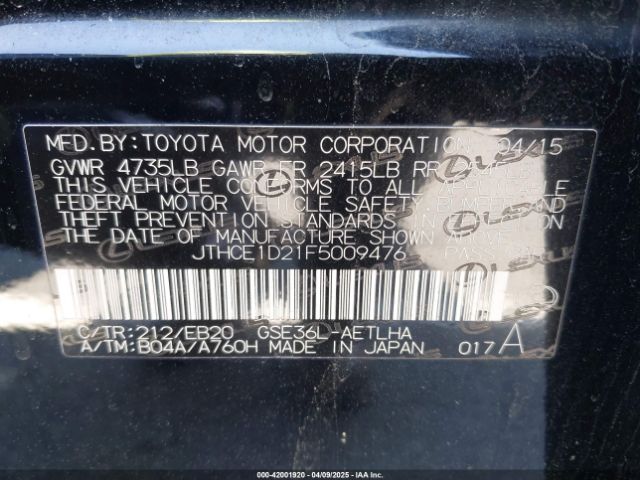 JTHCE1D21F5009476 Lexus IS 350