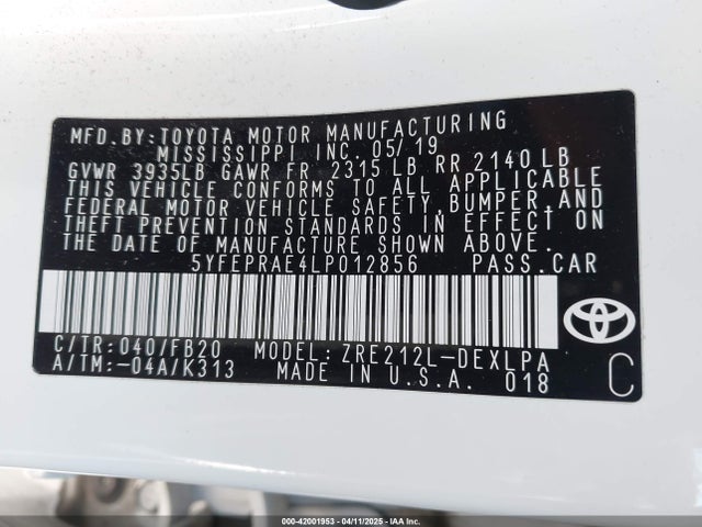 5YFEPRAE4LP012856 Toyota COROLLA LE