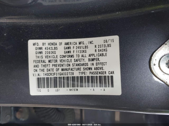 1HGCR3F01GA002728 Honda Accord Ex-l V-6