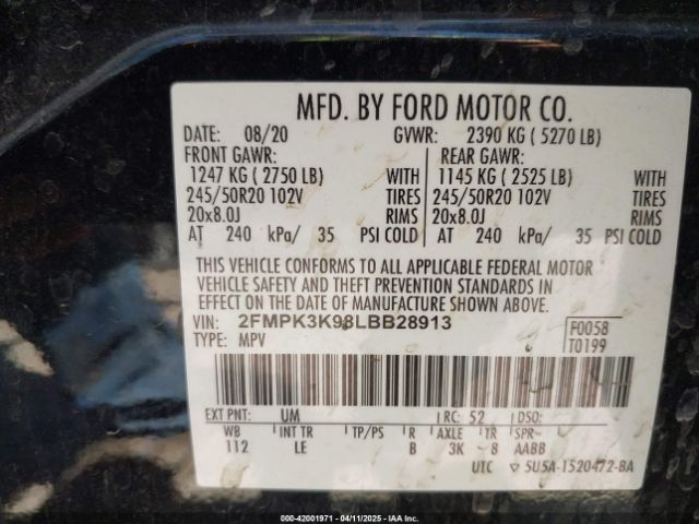 2FMPK3K98LBB28913 Ford Edge Titanium