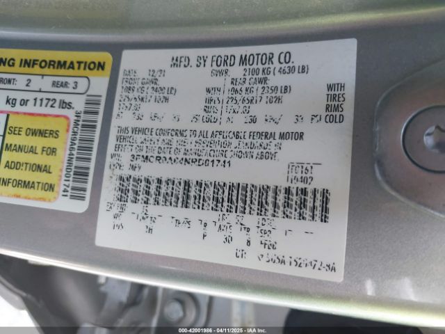 3FMCR9A64NRD01741 Ford Bronco Sport