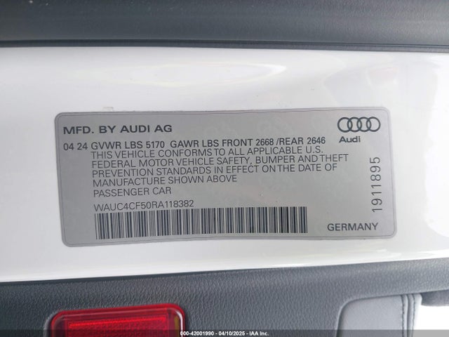 2024 AUDI S5 SPORTBACK WAUC4CF50RA118382 Photo 8