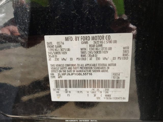 2LMPJ9JP1GBL55716 Lincoln Mkx Black Label
