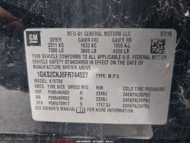 1GKS2CKJ6FR744527 GMC YUKON DENALI