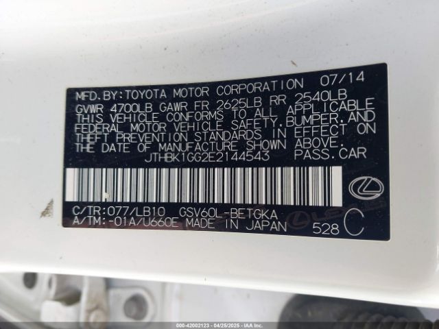 JTHBK1GG2E2144543 Lexus ES 350
