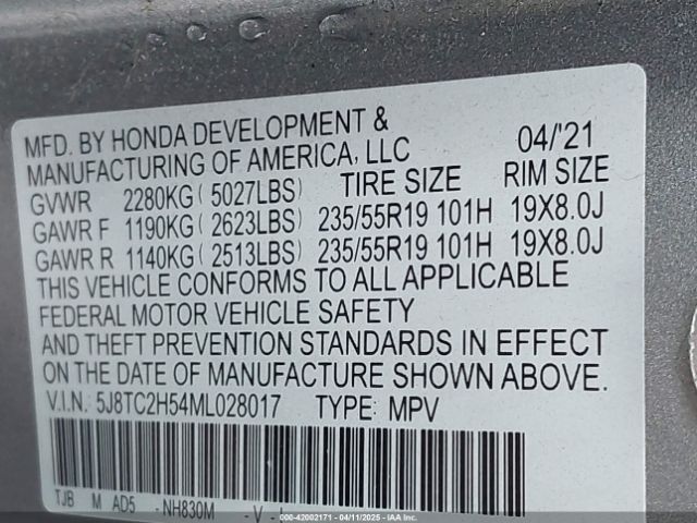 5J8TC2H54ML028017 Acura Rdx Technology Package
