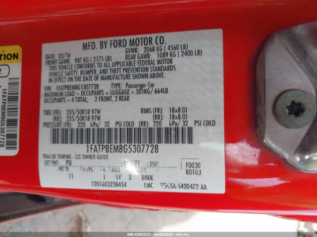 1FATP8EM8G5307728 Ford Mustang V6