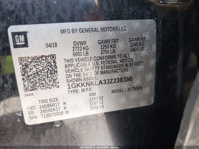 1GKKNKLA3JZ238386 GMC Acadia Sle-1