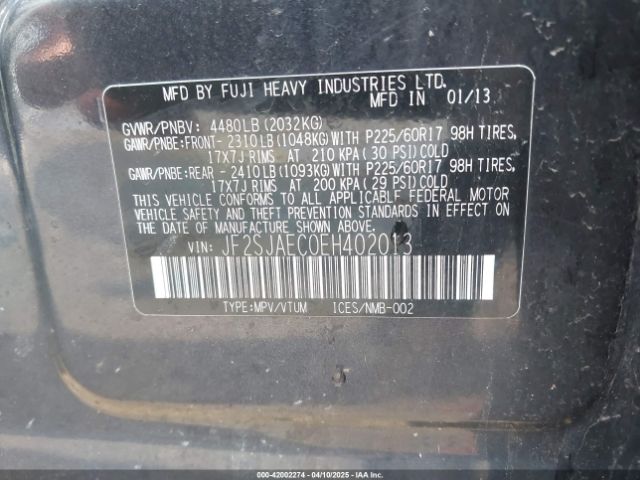 JF2SJAEC0EH402013 Subaru Forester 2.5i Premium