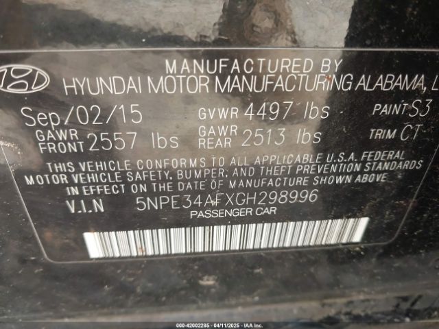 5NPE34AFXGH298996 Hyundai Sonata Sport/limited