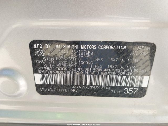 JA4APVAU3MU018743 Mitsubishi Outlander Sport 2.0 Se 2wd