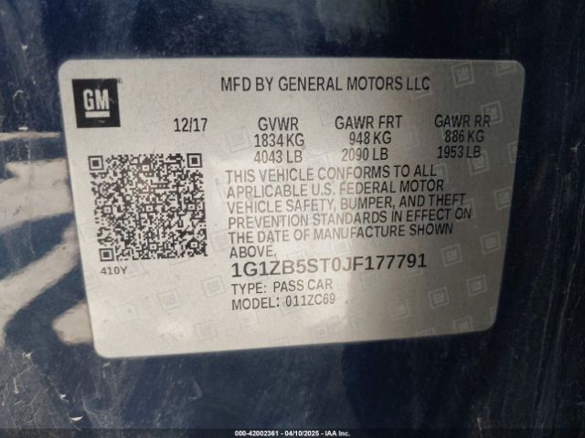 1G1ZB5ST0JF177791 Chevrolet Malibu 1ls