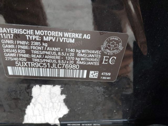 5UXTR9C51JLC76980 BMW X3 Xdrive30i