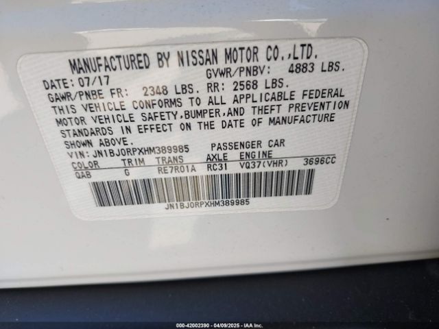JN1BJ0RPXHM389985 Infiniti QX50