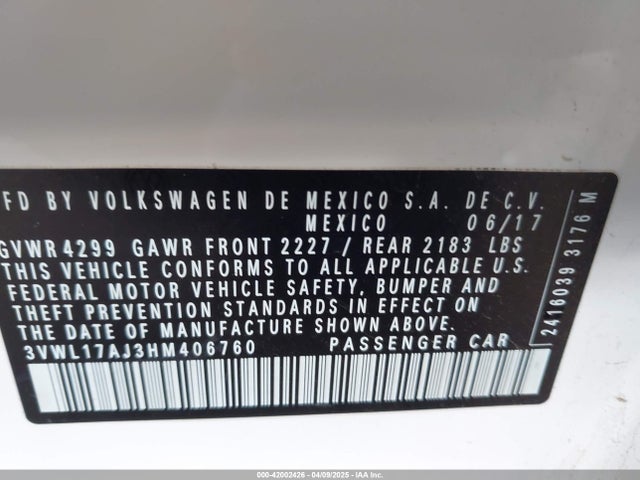 3VWL17AJ3HM406760 Volkswagen Jetta 1.8t Sel/1.8t Sel Premium