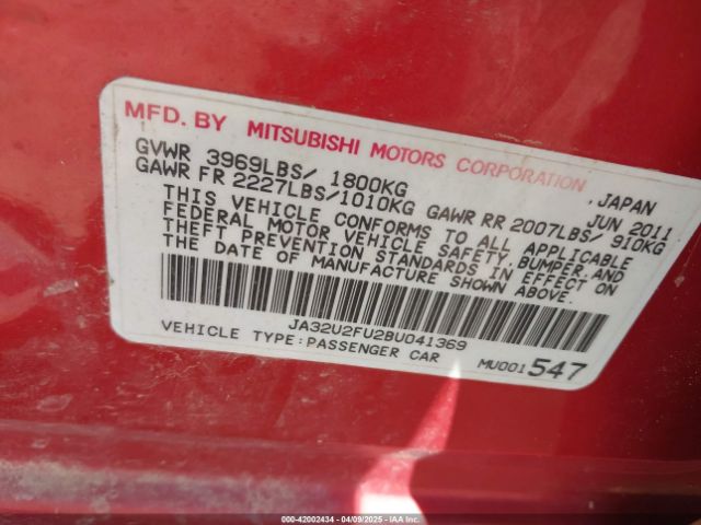 2011 MITSUBISHI LANCER JA32U2FU2BU041369 Photo 8