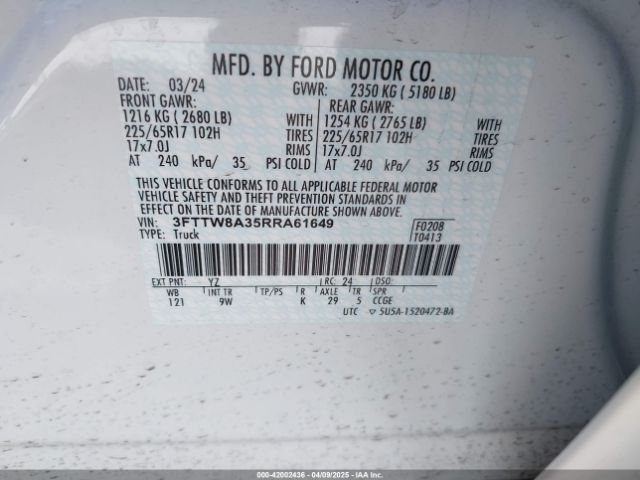 3FTTW8A35RRA61649 Ford Maverick Xl