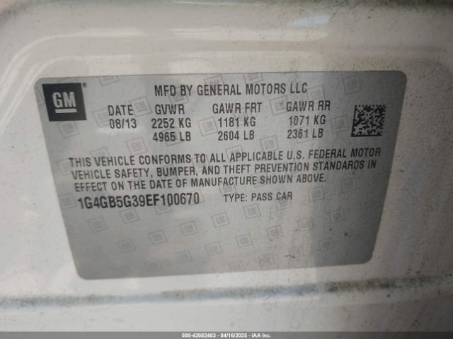 1G4GB5G39EF100670 Buick Lacrosse Leather Group