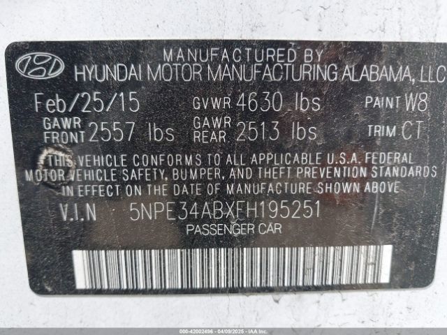 5NPE34ABXFH195251 Hyundai Sonata Limited 2.0t
