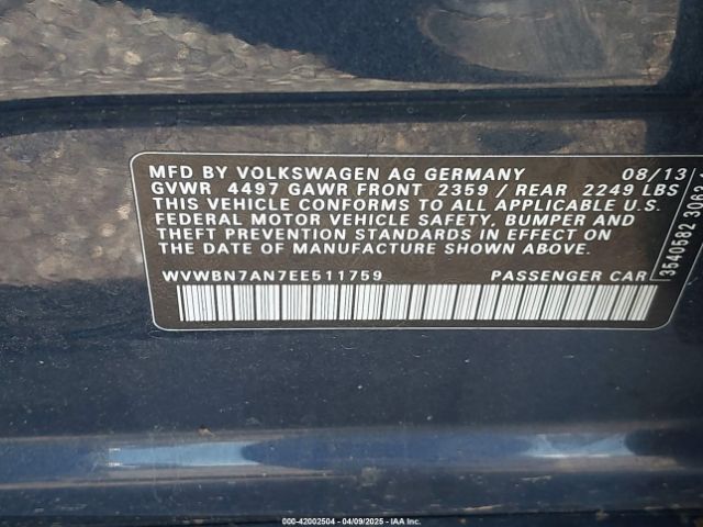 WVWBN7AN7EE511759 Volkswagen Cc 2.0t Sport