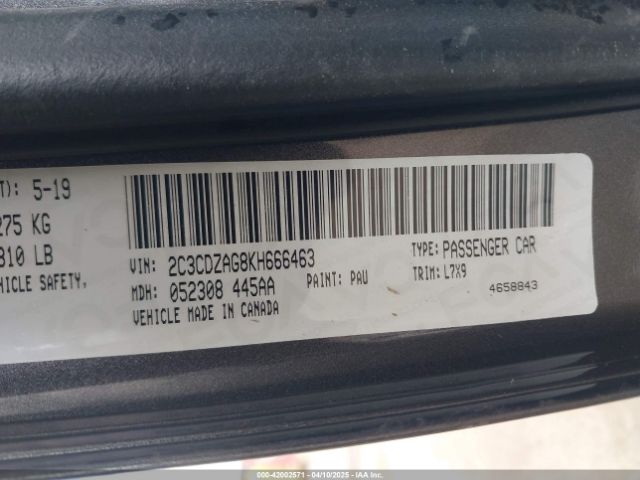 2C3CDZAG8KH666463 Dodge Challenger Sxt