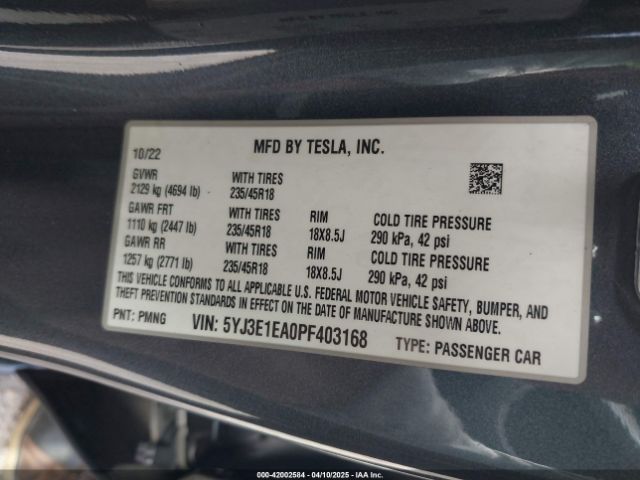 2023 TESLA MODEL 3 5YJ3E1EA0PF403168 Photo 8