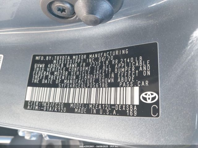 5YFS4RCE6LP056186 Toyota COROLLA SE