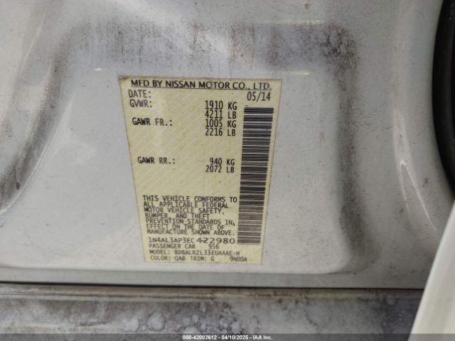1N4AL3AP3EC422980 Nissan Altima 2.5 S
