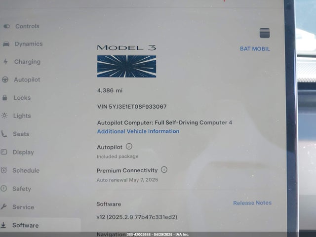 2025 TESLA MODEL 3 5YJ3E1ET0SF933067 Photo 6