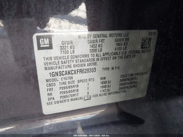 1GNSCAKCXFR628303 Chevrolet Tahoe Ls