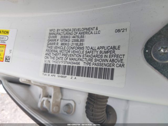 1HGCV1F37MA094496 Honda Accord Sport