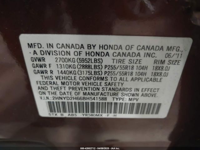 2011 ACURA MDX 2HNYD2H66BH541588 Photo 8